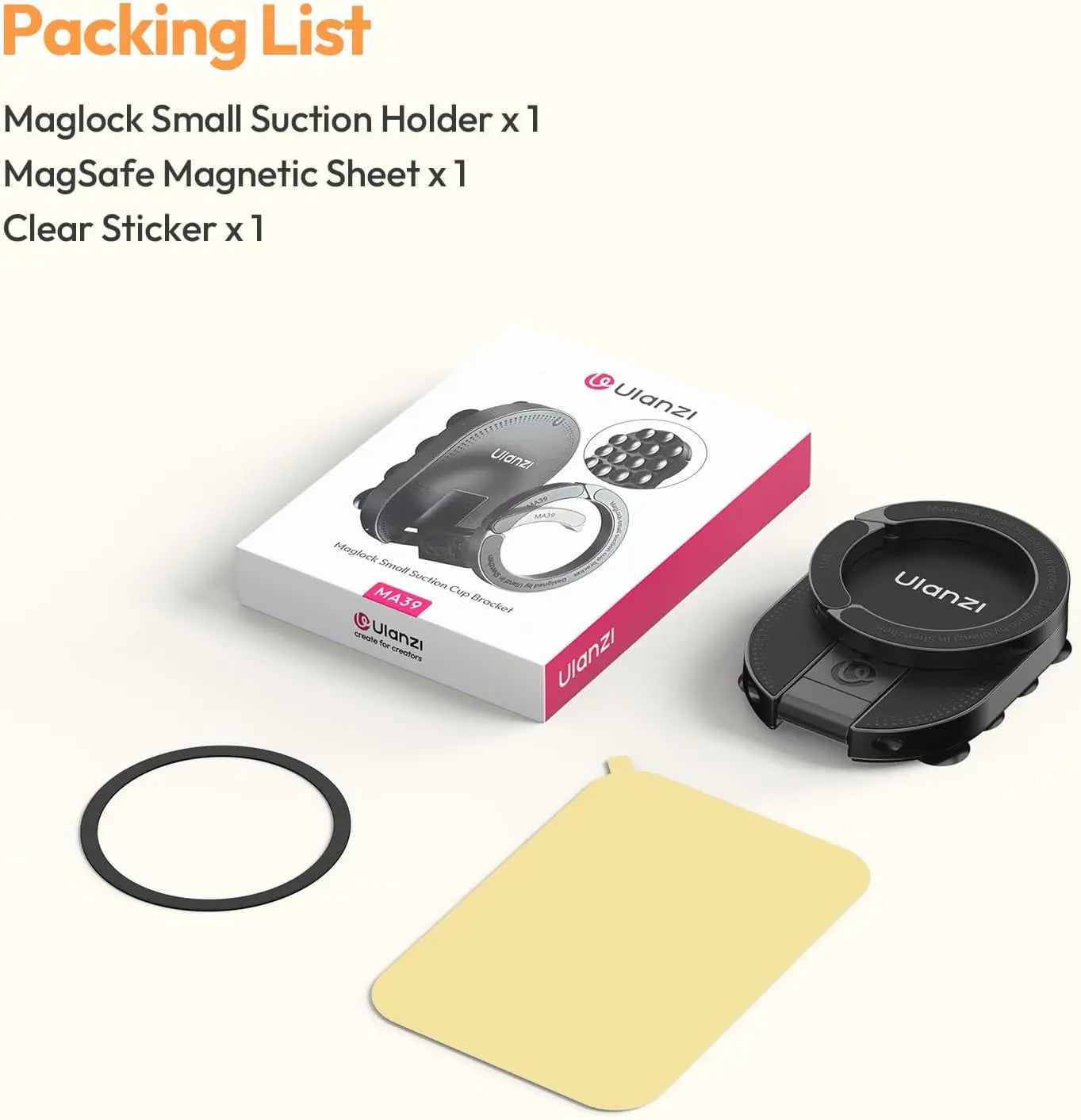 Ulanzi MA39 Maglock Suction Cup Phone Mount Desktop Stand for Iphone 17 16 15 14 with Suction Bottom for Wall Glass