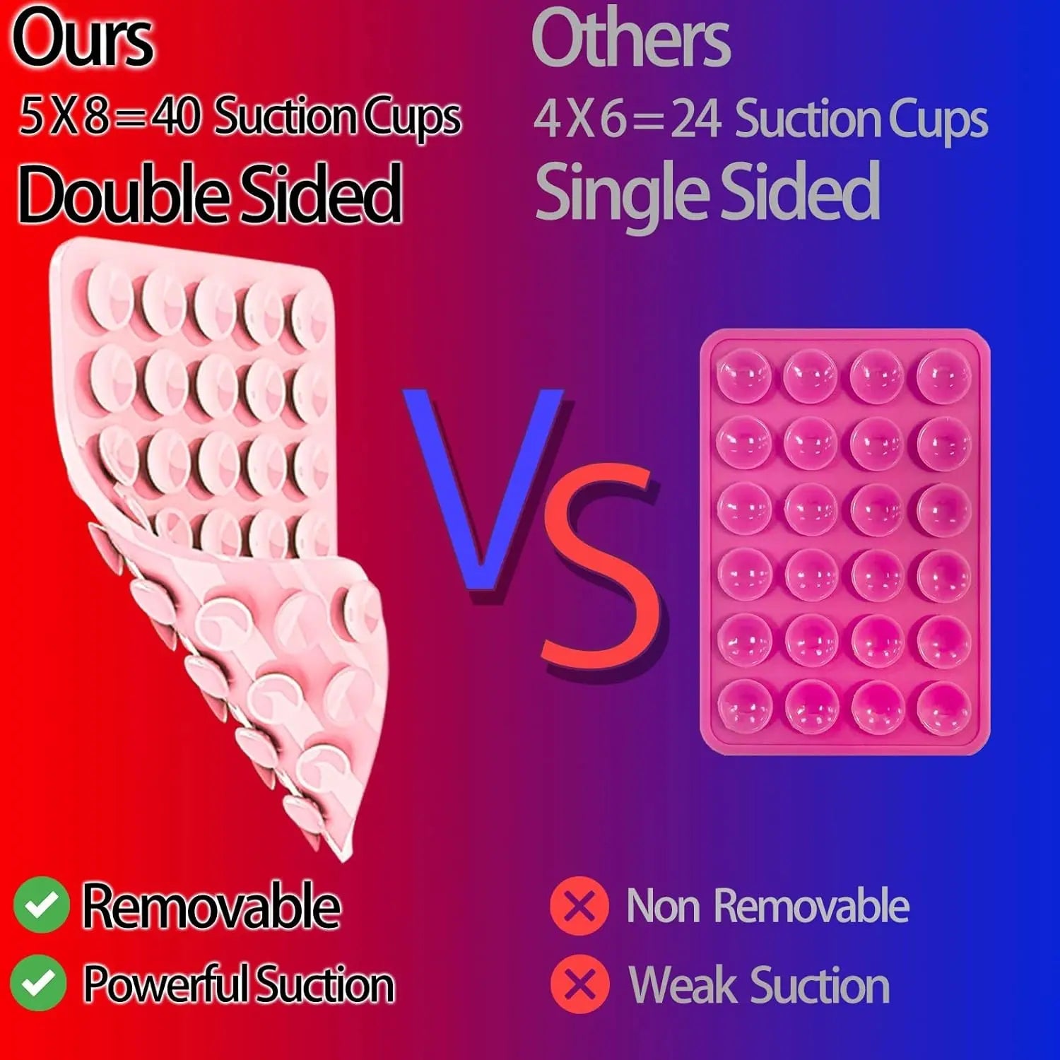 Silicone Suction Cup Phone Case Mount, 1 Count Double-Sided Phone Holder Mount, Hands-Free Strong Grip Holder for Selfies and Videos, Phone Accessories